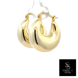 Chunky Puffed Dome Hoop Earrings in yellow gold vermeil over sterling silver, view 2