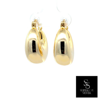 Chunky Puffed Dome Hoop Earrings in yellow gold vermeil over sterling silver, view 3