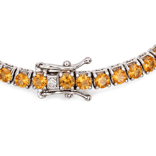 Round Cut Citrine Tennis Bracelet in Sterling Silver, clasp detail