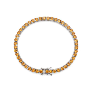 Round Cut Citrine Tennis Bracelet in Sterling Silver