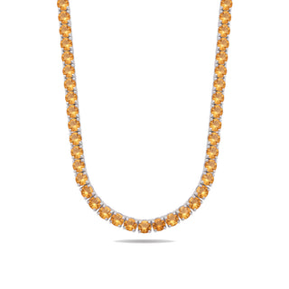 Round Cut Citrine Tennis Chain in Sterling Silver