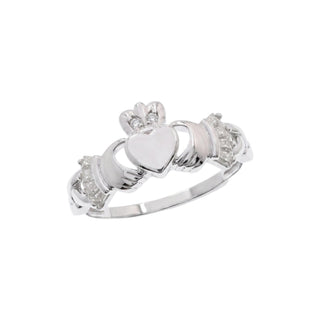 Claddagh with Stone-Set Crown and Cuffs Moissanite Ring in sterling silver