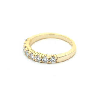 Classic round-stone half eternity band moissanite ring in yellow gold vermeil over sterling silver