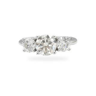 Classic round three-stone moissanite ring in sterling silver