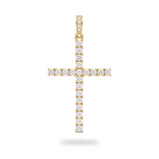 Natural Diamond Cross 14K Yellow Gold Pendant close up