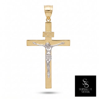 Crucifix Jesus on Cross 10K Yellow Gold Pendant, front view
