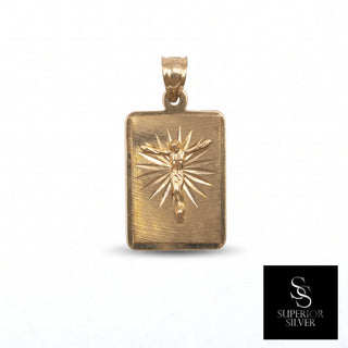 Crucifix Jesus on Cross 14K Yellow Gold Pendant, front view