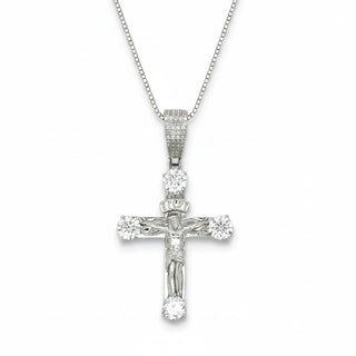 Moissanite Cross Pendant with Round Solitaire Accents view 4