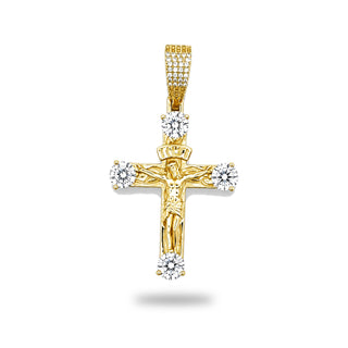 Moissanite Cross Pendant with Round Solitaire Accents