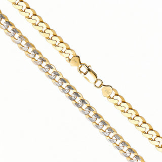 Curb Chain 7.6mm Two-Tone over 925 Sterling Silver