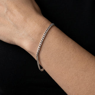 Curb Link Bracelet 10K White Gold 8.5inch/3.6mm worn on the wrist
