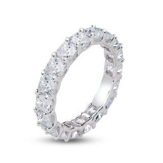 Cushion-Cut Prong-Set Eternity Band Moissanite Ring in sterling silver, view 2