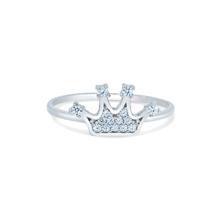 Dainty Pavé Crown on Thin Band Moissanite Ring in sterling silver