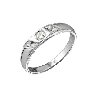 Diagonal Slash Five-Stone Satin Band Moissanite Ring in sterling silver