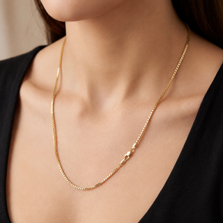 Diamond-Cut Box Link 10K Yellow Gold 18inch/1.4mm