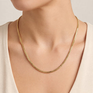 Superior Silver 18-inch diamond-cut snake Franco link chain in 14kt yellow gold over 925 sterling silver on a model