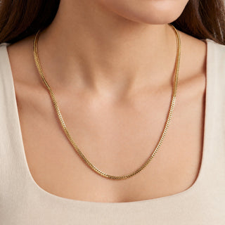 Superior Silver 22-inch diamond-cut snake Franco chain necklace in 14kt yellow gold over 925 sterling silver.