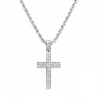 Dimensional Pavé Cross with Milgrain Edge Moissanite Pendant view 2
