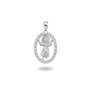 Divine Mercy Oval Medal Moissanite Pendant