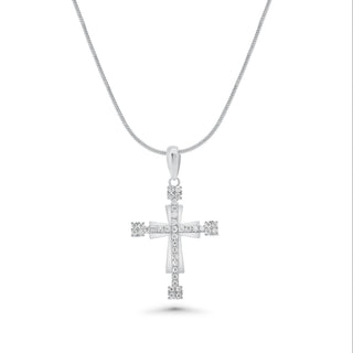 Double-Layer Pavé Cross Moissanite Pendant in sterling silver