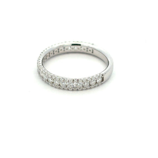 Double-Row pavé half eternity band moissanite ring in sterling silver