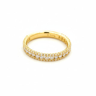 Double-Row pavé half eternity band moissanite ring in yellow gold vermeil over sterling silver