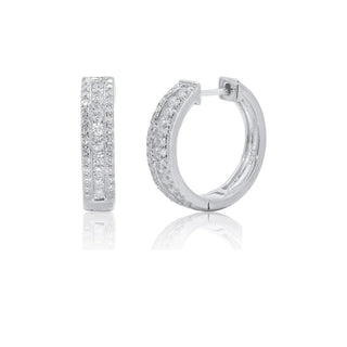 Double-Row Pavé Moissanite Huggie Hoop Earrings in sterling silver