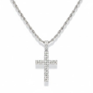 Double-Row Round-Cut Cross Moissanite Pendant view 2