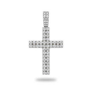 Double-Row Round-Cut Cross Moissanite Pendant view 3