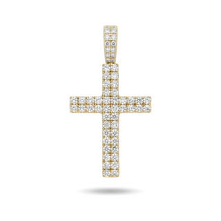 Double-Row Round-Cut Cross Moissanite Pendant