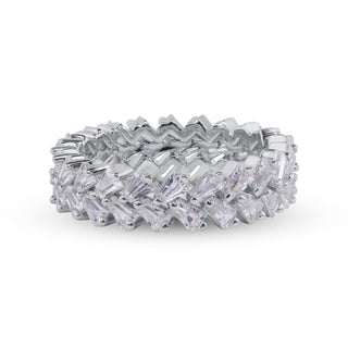 Double-Row Zigzag Baguette Eternity Band Moissanite Ring in sterling silver, view 2