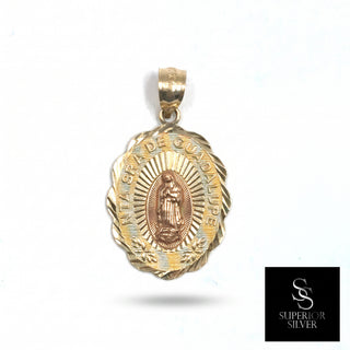 Nuestra Senora de Guadalupe 14K Yellow Gold Pendant close up