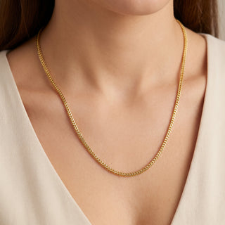 Flat Franco Chain 14kt Yellow Gold over 925 Sterling Silver 20inch 3.87mm on model