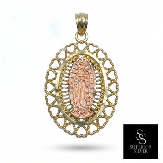 Mother Mary Medallion 14K Yellow Gold Pendant close up