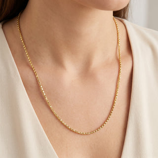 Twisted Box Chain 14kt Yellow Gold over 925 Sterling Silver 22inch 2.2mm on model