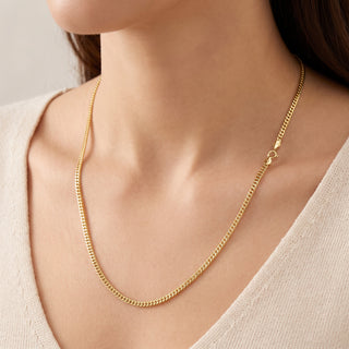 Flat Franco Chain 14kt Yellow Gold over 925 Sterling Silver 24inch 2.72mm on model