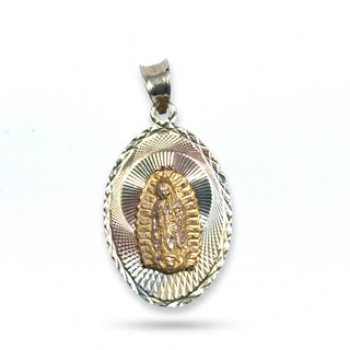 Mother Mary Medallion 14K Yellow Gold Pendant close up