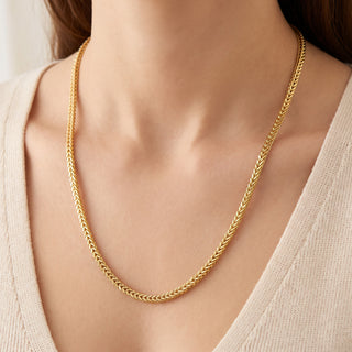 Flat Franco Chain 14kt Yellow Gold over 925 Sterling Silver 26inch 5.0mm on model