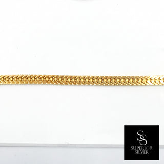 Flat Franco Chain 14kt Yellow Gold over 925 Sterling Silver 20inch 3.87mm closeup