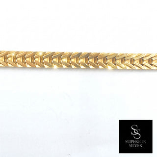 Flat Franco Chain 14kt Yellow Gold over 925 Sterling Silver 22inch 5.1mm closeup