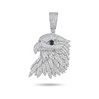 Eagle Head with Black Stone Eye Moissanite Pendant