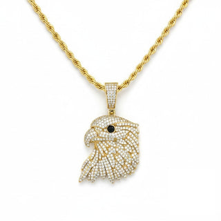 Eagle Head with Black Stone Eye Moissanite Pendant view 2