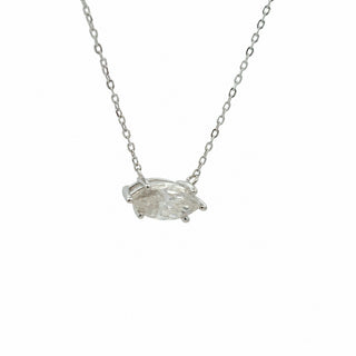 East-west marquise solitaire moissanite necklace in sterling silver