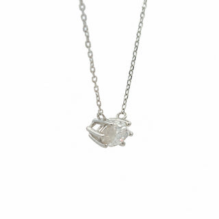 East-west marquise solitaire moissanite necklace in sterling silver, view 2