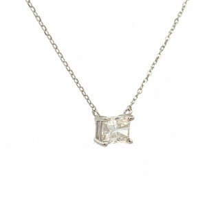 East-west rectangle solitaire moissanite necklace in sterling silver
