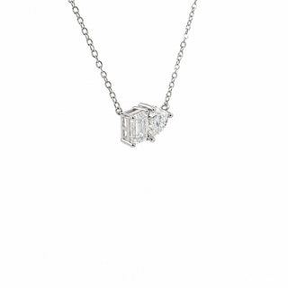 Emerald and pear two-stone moissanite necklace in sterling silver