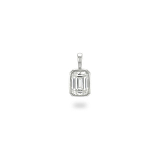Classic Emerald-Cut Bezel-Set Solitaire Moissanite Pendant view 6