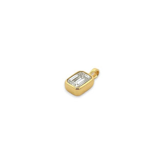 Classic Emerald-Cut Bezel-Set Solitaire Moissanite Pendant view 2
