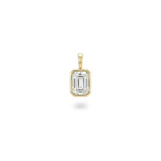 Classic Emerald-Cut Bezel-Set Solitaire Moissanite Pendant view 5