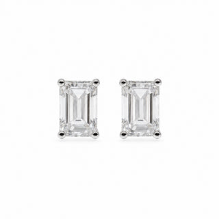 Emerald-Cut Solitaire Moissanite Stud Earrings in sterling silver